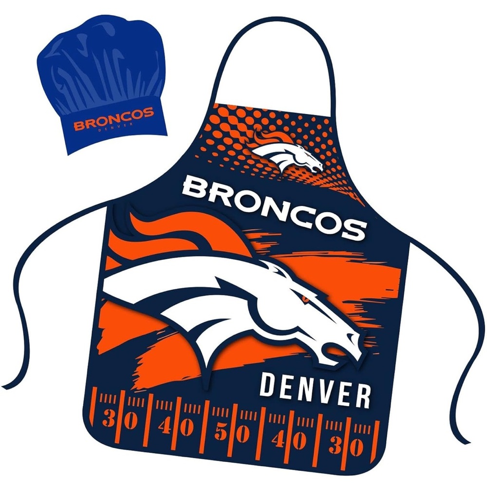 New In Package NFL Denver Broncos BBQ Apron & Hat